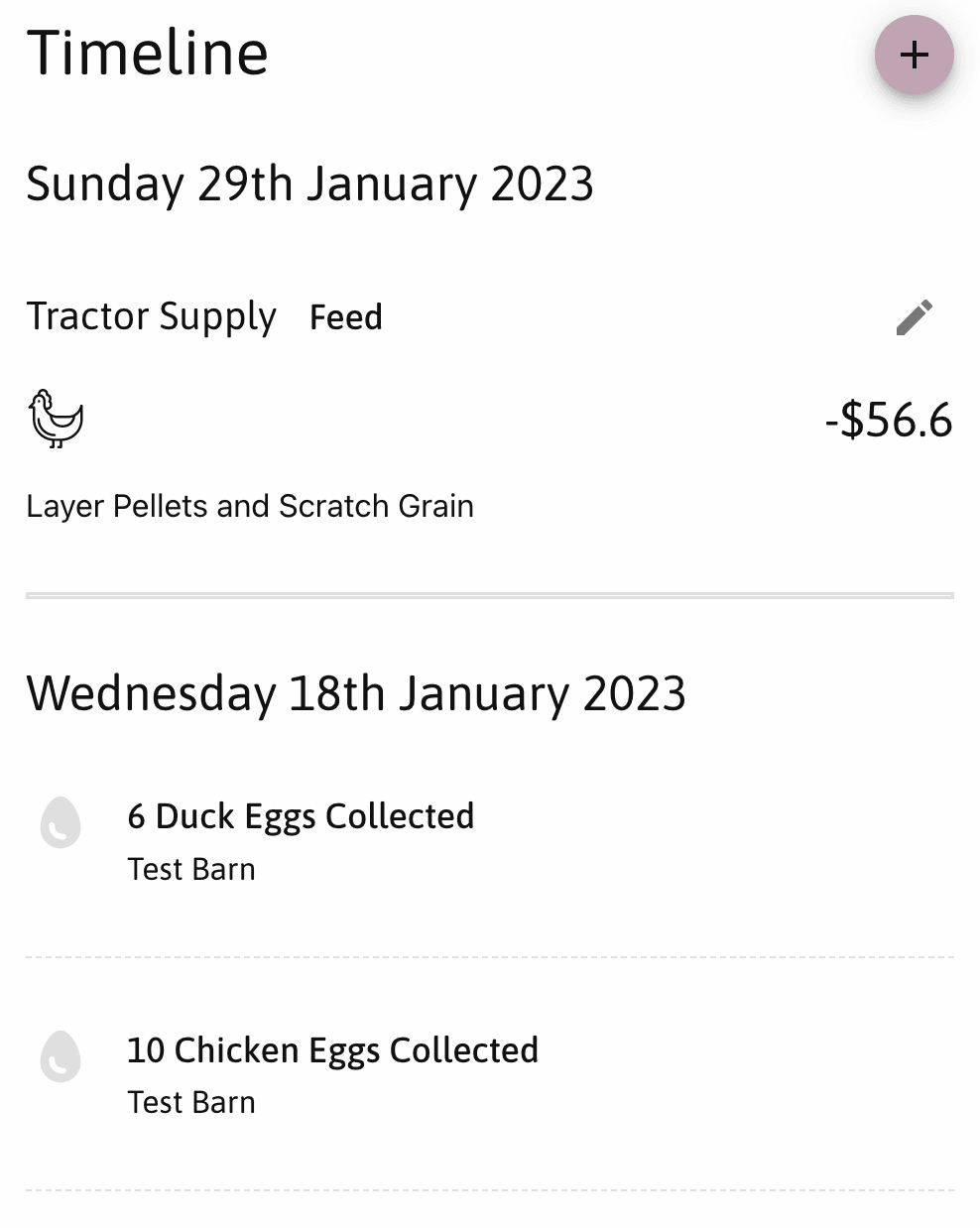 Expense item in timeline