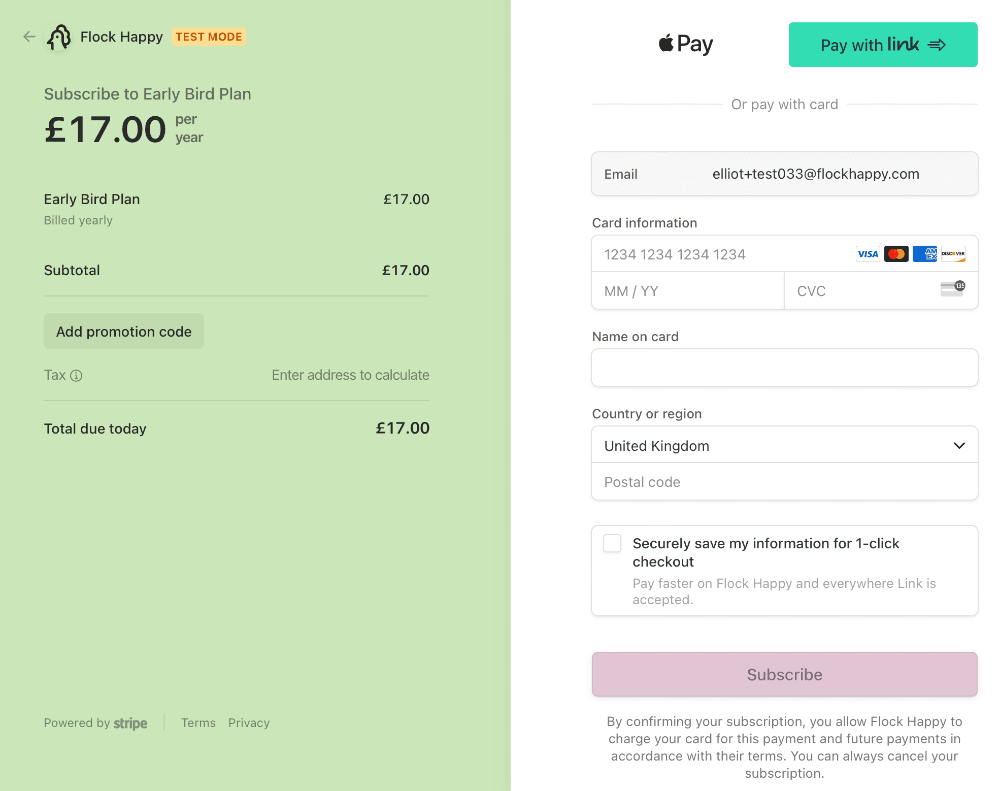 New Checkout experience powered by stripe